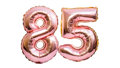 Number number eighty five balloon made of rose gold color