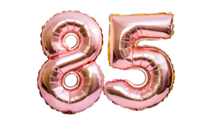 Number number eighty five balloon made of rose gold color