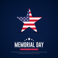 Memorial Day USA Social Media Post and Flyer Template. Happy Memorial Day Celebration with Text and USA Flag vector Illustration