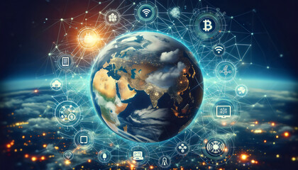 Obraz premium An abstract representation of information technology required for business online