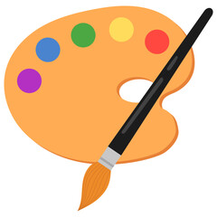 art palette with paint brushes illustration
