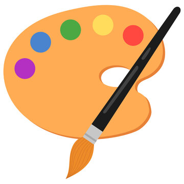 art palette with paint brushes illustration