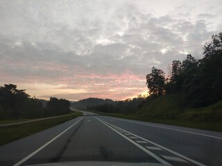 Sunrise on the road
