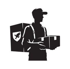 Delivery man silhouette  illustration set vector