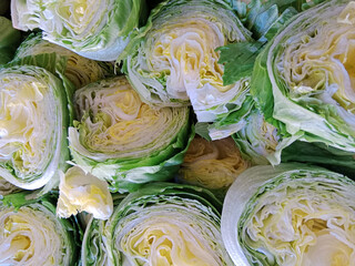 Obraz premium Fresh young cabbage in a section.
