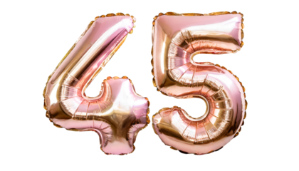 Number forty five balloon made of rose gold color
