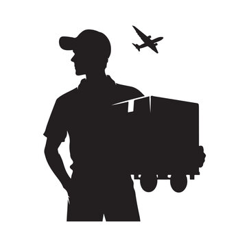 recommend clip art: Delivery man silhouette  illustration set vector