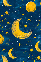 Naklejka premium A seamless pattern with stars and moons.