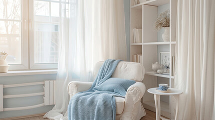 Soft White and Blue Interior Design