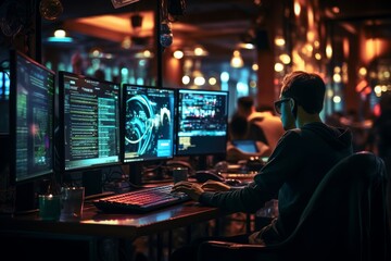 Diverse team of programmers collaborating on cutting-edge app development project