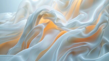 Obraz premium Elegant Abstract Silk Fabric Texture in Soft Whites and Vibrant Orange Shades for Design and Artworks 8K Wallpaper High-resolution