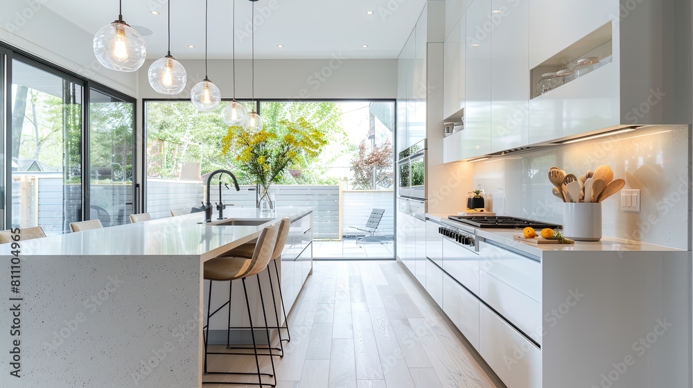 Poster interior of a modern kitchen in a new house.