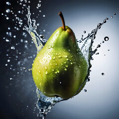 pear with water splash