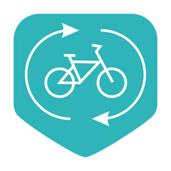 green icon in circle with bicycle trade-in lable