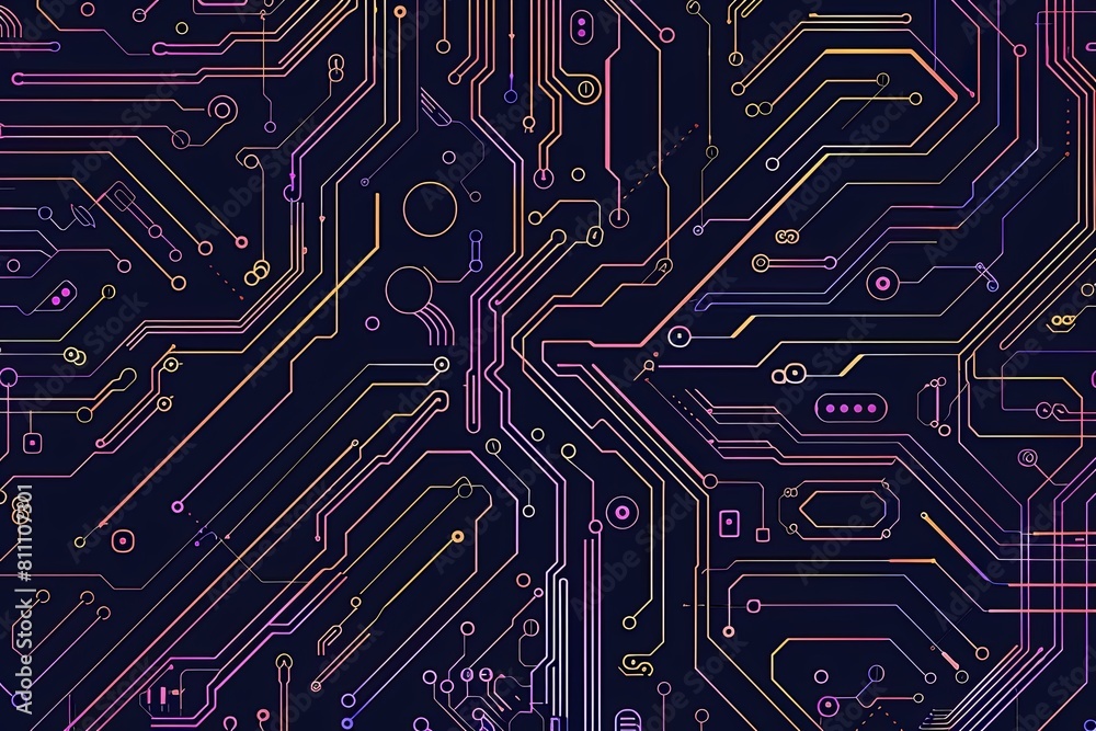 Aufkleber a computer circuit board displaying a variety of vibrant colors and intricate patterns. generative a