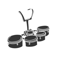 Marching Band Icon Silhouette Illustration. Drums Vector Graphic Pictogram Symbol Clip Art. Doodle Sketch Black Sign.