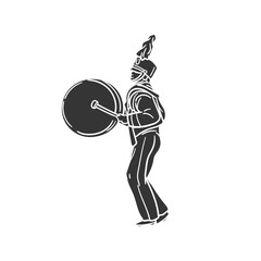Marching Band Icon Silhouette Illustration. Drumer Vector Graphic Pictogram Symbol Clip Art. Doodle Sketch Black Sign.