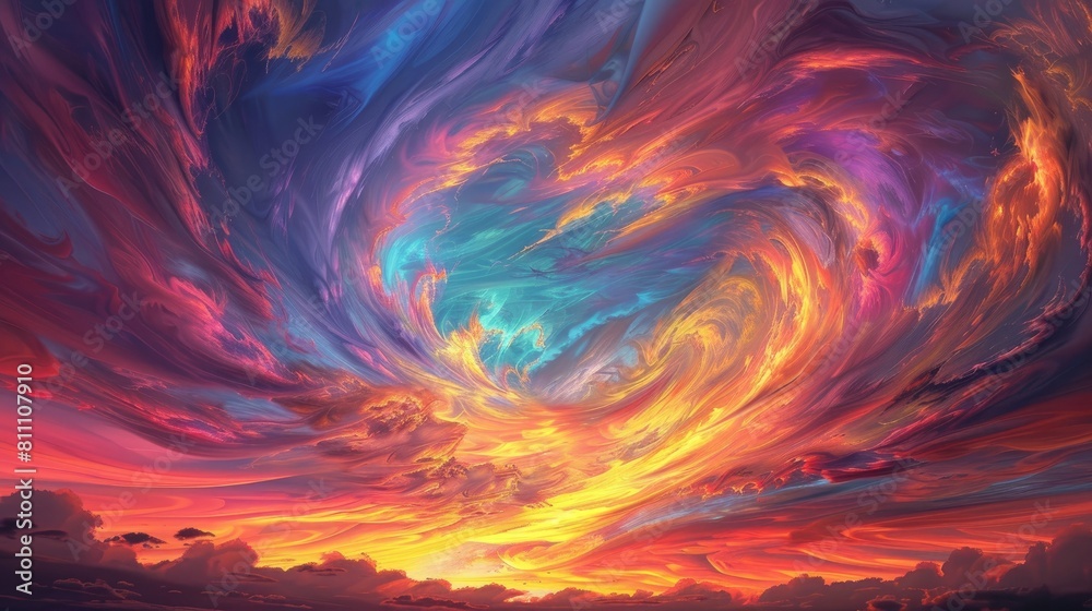 Canvas Prints Glimpse into the vibrant world of colorful skies A breathtaking sunset painted across the sky in twilight hues and adorned with swirling clouds