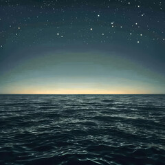 Starry horizon over the ocean on a peaceful night