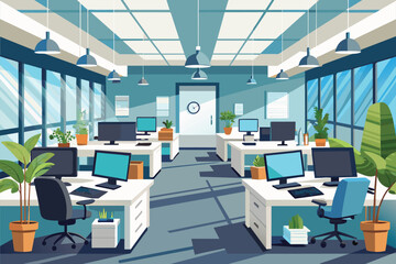 A simple and elegant office room featuring a desk and chair for work or study, elegant office interior, Modern office workspace with desk and plants Ai generated