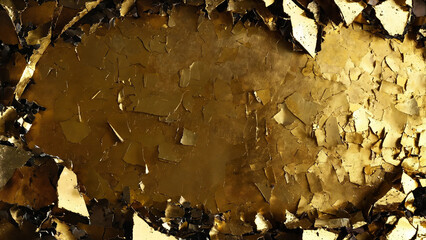 Antique, shattered gold background 16:9 with copyspace