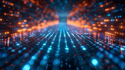 Fototapeta premium Futuristic Cyber Technology on a Blue Binary Circuit Board in High Resolution