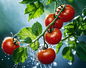 cherry tomatoes on branch
