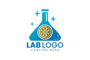 Flat modern simple shield laboratory logo template icon symbol vector design illustration