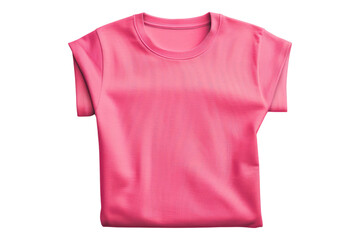 Pink folded T shirt isolated on transparent background