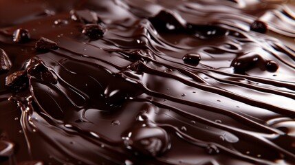 Food, Realistic Chocolate Melting on Dark Background, Melting Chocolate on Dark Surface, Featuring...