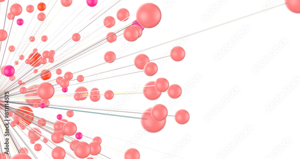 Poster Global network. Blockchain. 3D illustration. Neural networks and artificial intelligence. Abstract