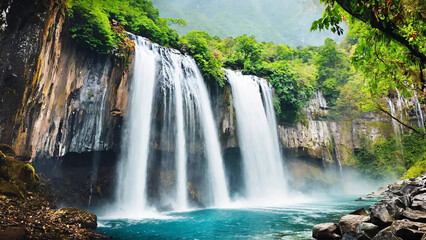 Most beautiful waterfalls on earth 16:9 with copyspace