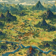 fantasy map graphic arts. AI generated illustration
