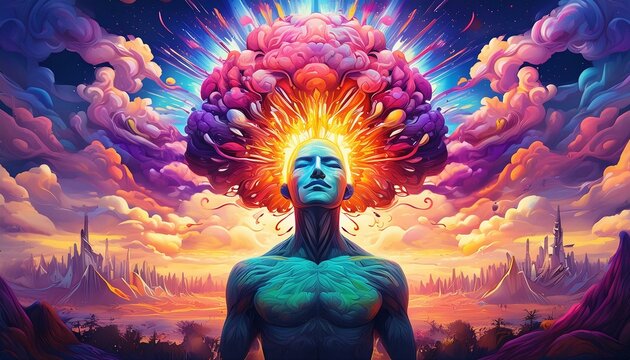 Abstrakte Darstellung kreative entstehender Gedanken. Kreativit&auml;t entsteht im Geist. Meditation.