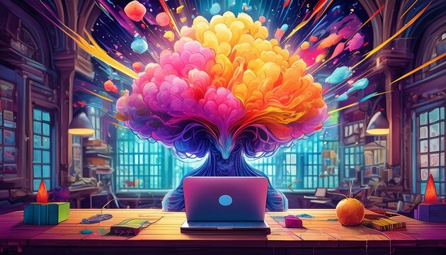 Abstrakte Darstellung kreative entstehender Gedanken. Kreativit&auml;t entsteht im Geist. Meditation.
