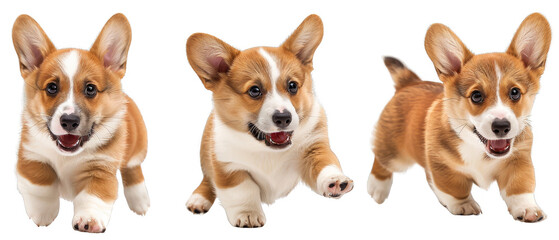 Collection of corgis dog cut out transparent isolated on white background ,PNG file ,artwork graphic design.