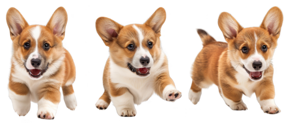 Collection of corgis dog cut out transparent isolated on white background ,PNG file ,artwork graphic design.