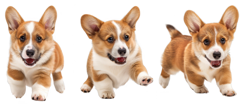 Collection of corgis dog cut out transparent isolated on white background ,PNG file ,artwork graphic design.
