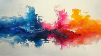 The painting is a vibrant and colorful abstract