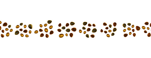 Easter horizontal border with gold eggs