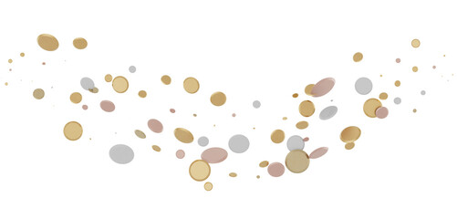 Cascading Splendor: Striking 3D Illustration Showcasing a Dazzling gold Confetti Display
