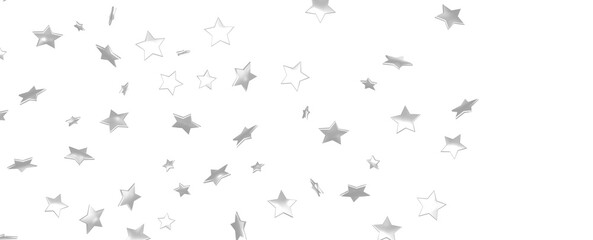 Seamless pattern with small silver stars on white background.