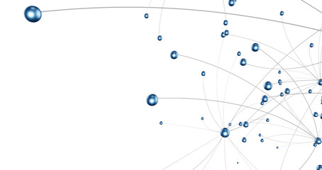Big data visualization. Network connection structure with chaotic distribution of points and lines. 3D rendering.