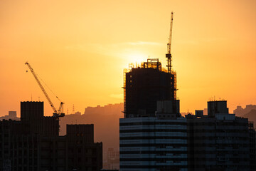 sunset over the city