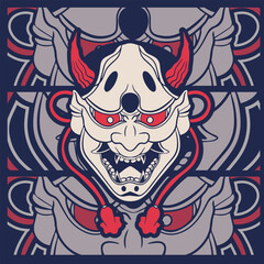Oni japanese devil mask, Vector illustration	
