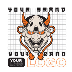 Oni japanese devil mask, Vector illustration	
