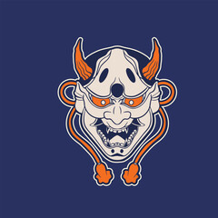 Oni japanese devil mask, Vector illustration	
