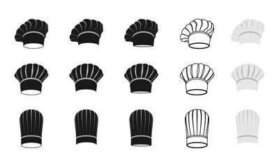chef hat cap icon set. vector illustration isolated on white background.