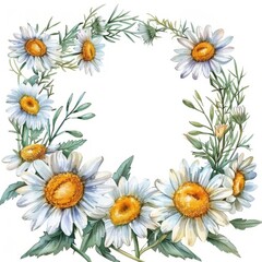 Flowers composition. Wreath made of various yellow flowers on white background. Easter, spring, summer concept. ai generated