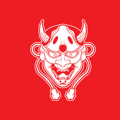 Oni japanese devil mask, Vector illustration	
